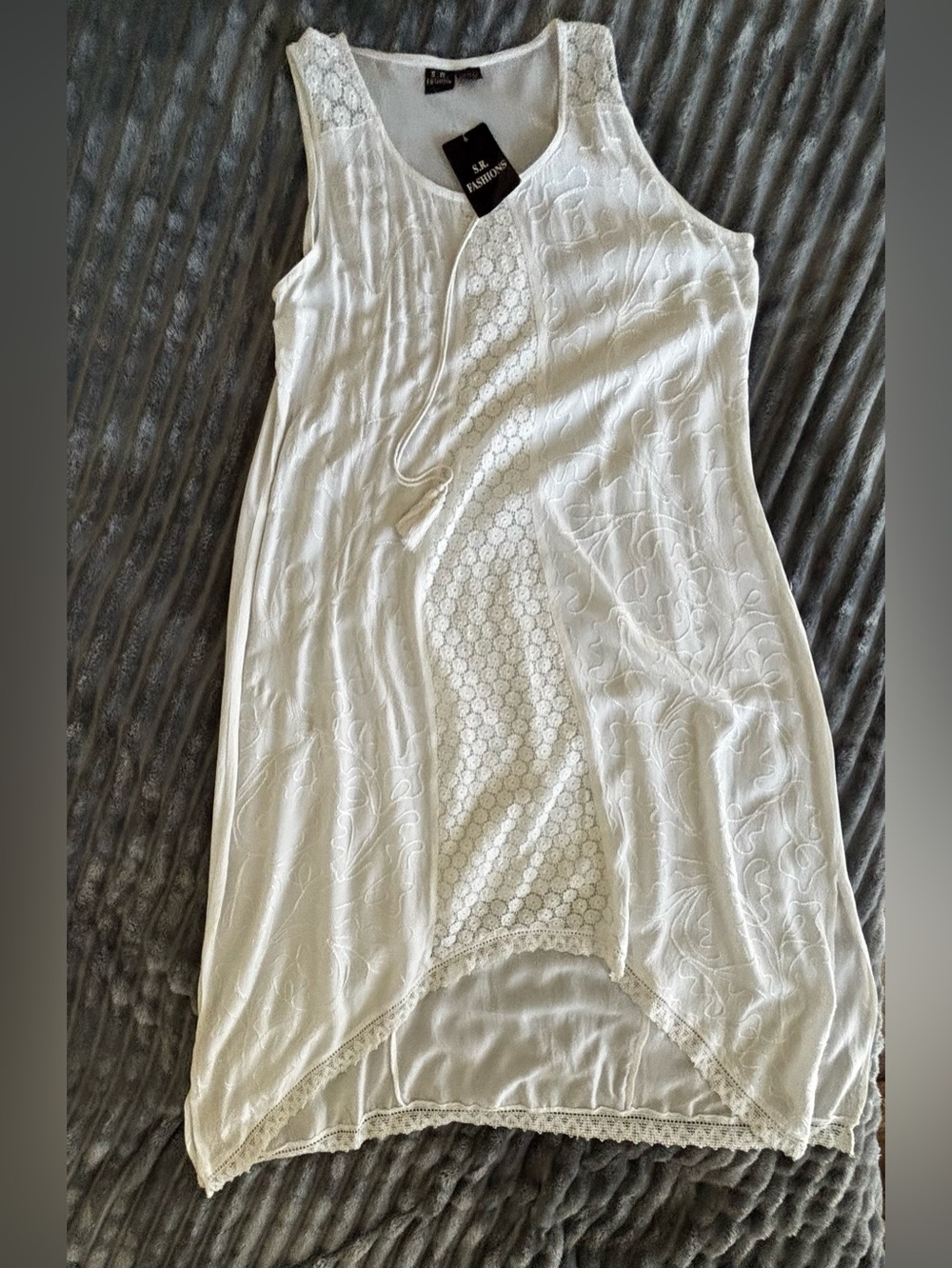 White Maxi Dress with Crochet Details